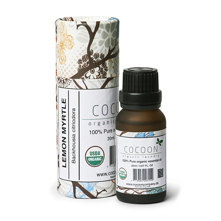 Økologisk Lemon Myrtle Olie 20 ml - Cocoon Company Økologisk Lemon Myrtle Olie 20 ml flaske og paprør fra Cocoon Company